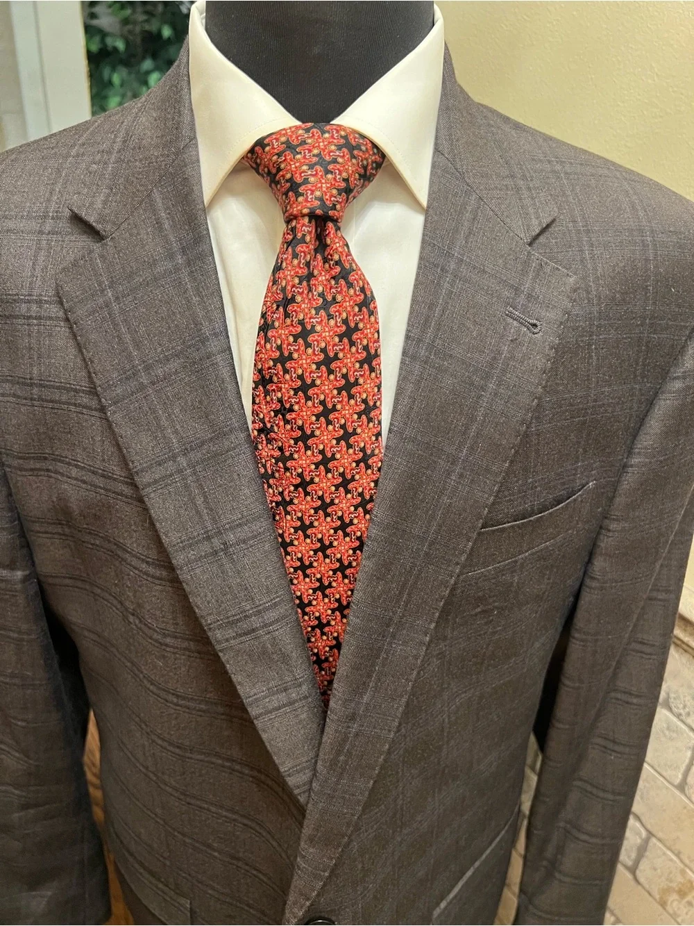 Jos A Bank Brown Plaid Blue Deco Wool Sport Coat Blazer Jacket Men 46R